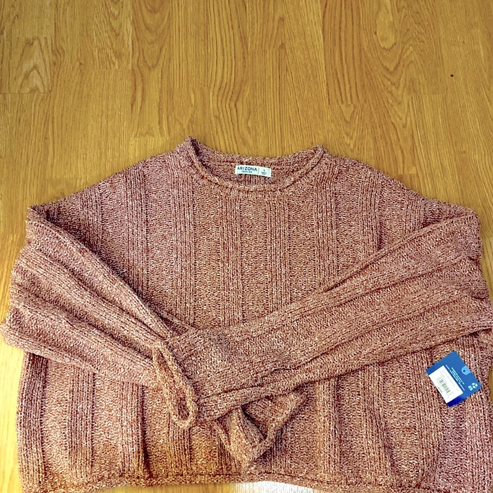 Arizona , brand new with tags ,  crop velour sweater ! Soft and cute.pale pink